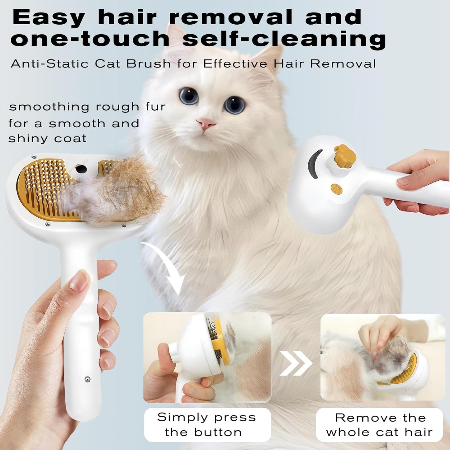 Ultimate Pet Steam Brush for Dogs & Cats - 3-in-1 Grooming Tool with Spray & Waterless Shampoo for Effortless Shedding & De-Shedding!