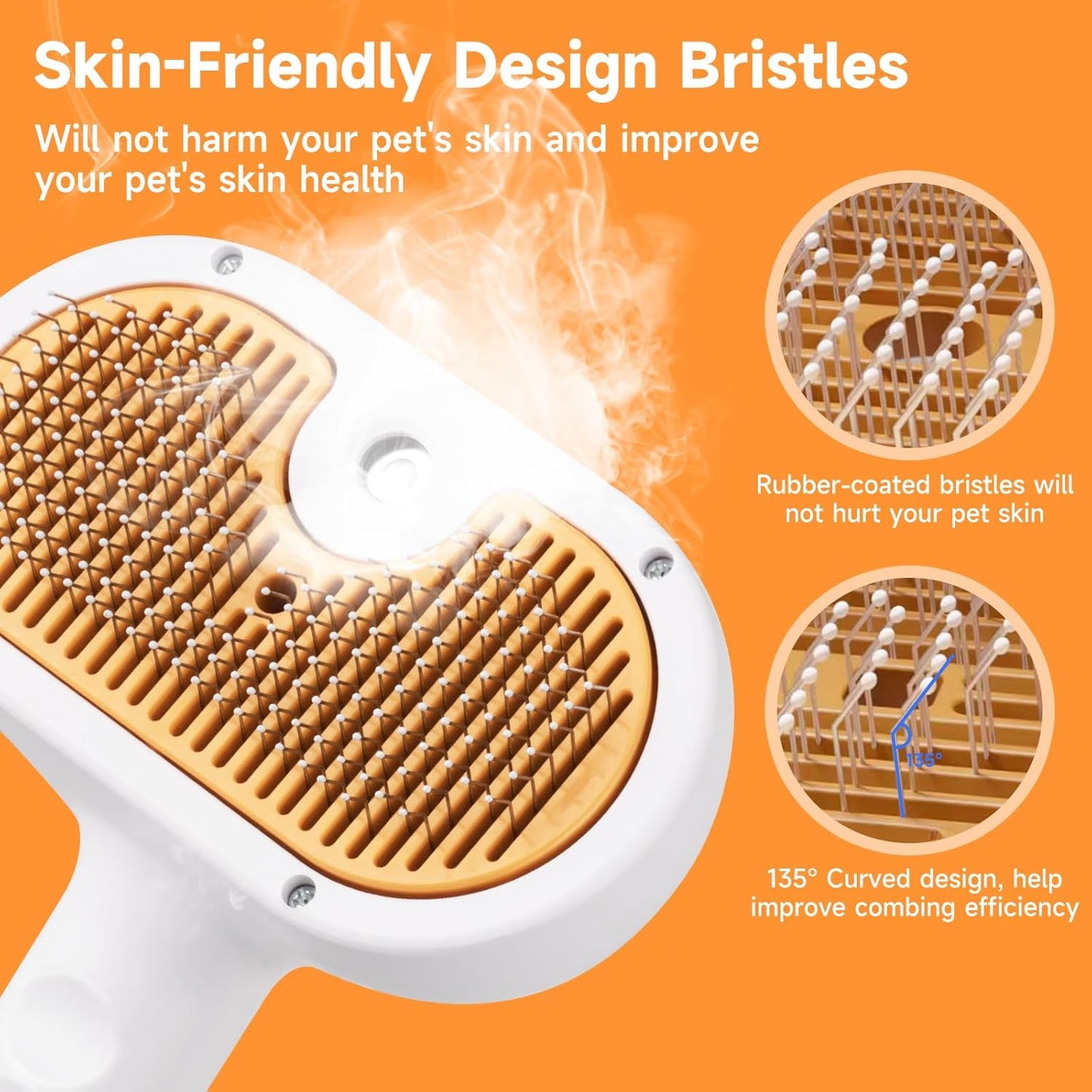 Ultimate Pet Steam Brush for Dogs & Cats - 3-in-1 Grooming Tool with Spray & Waterless Shampoo for Effortless Shedding & De-Shedding!